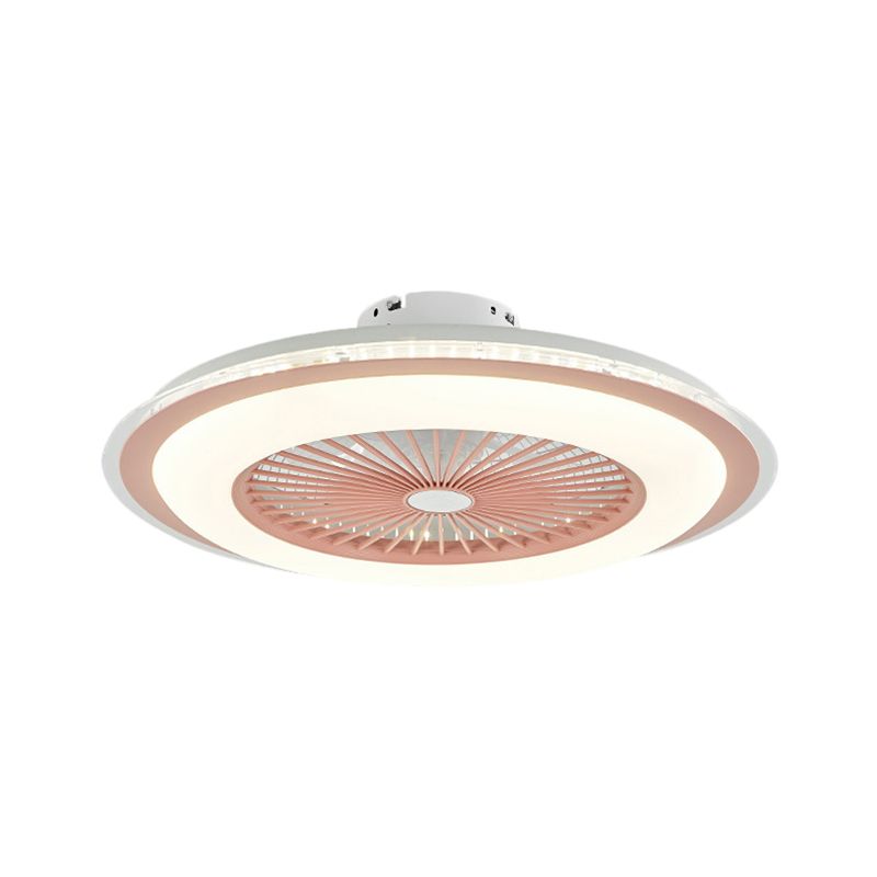 Ventio a soffitto circolare Light Minimalist Metal 23,5 "Lampa LED LED bianca/rosa larga