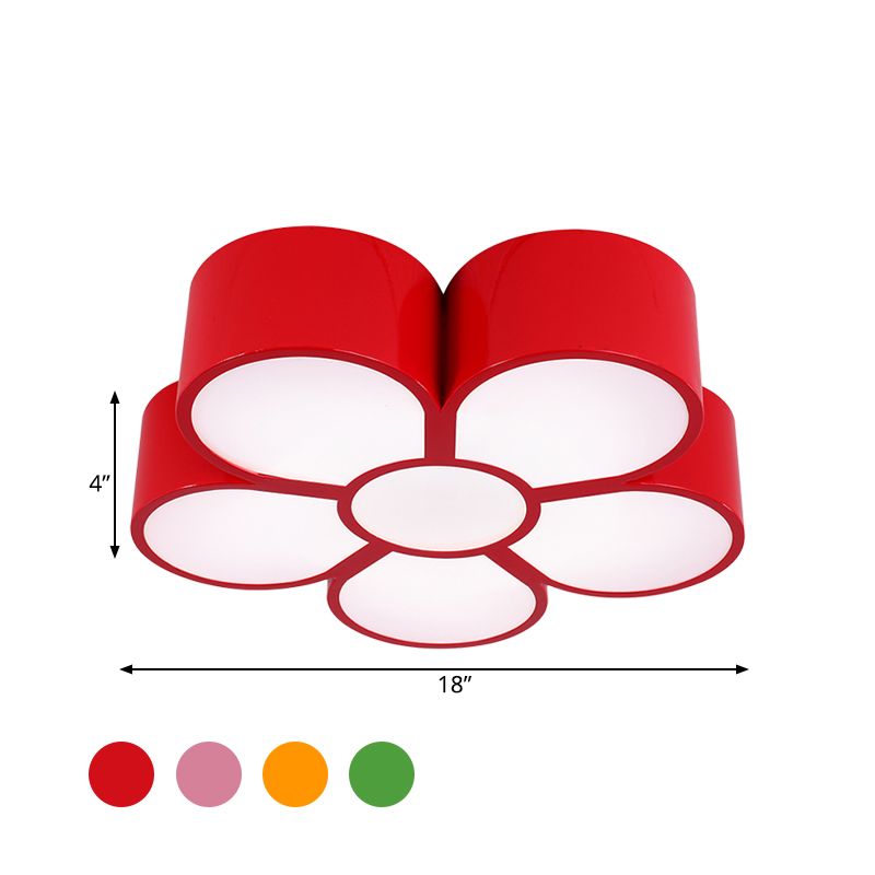Yellow/Red/Pink Floral Ceiling Lighting Kids Style Acrylic LED Flush Mount Fixture for Living Room