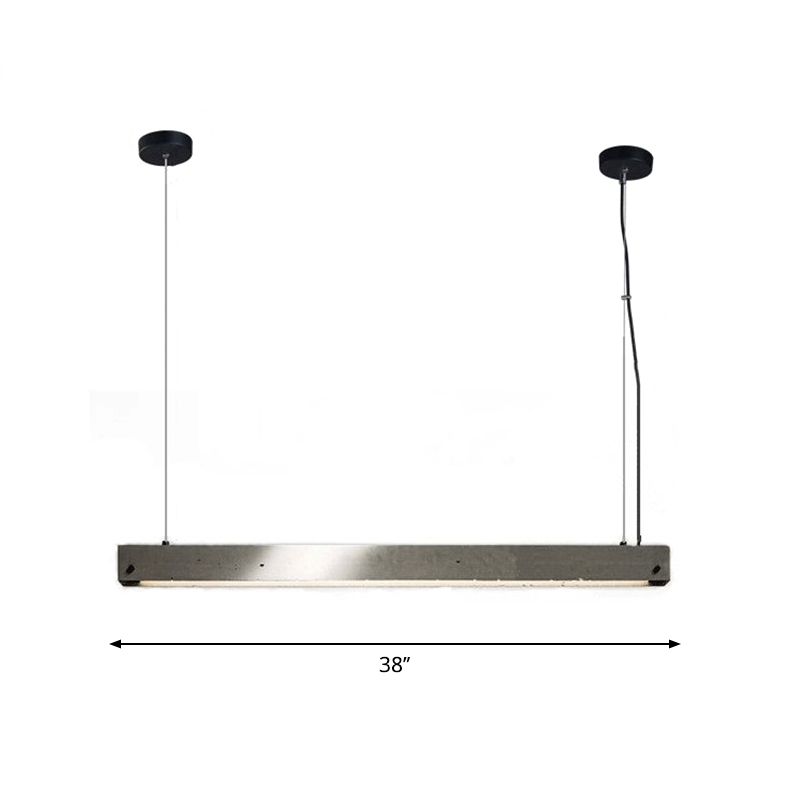 Grey Linear Pendant Lighting Fixture Simplicity Cement 1 Head Dining Room Ceiling Hang Lamp
