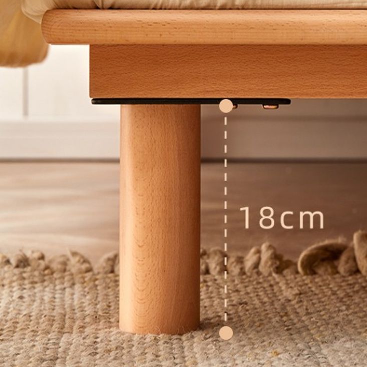 Solid Wood Platform Bed Scandinavian Low Profile Bed Frame in Brown