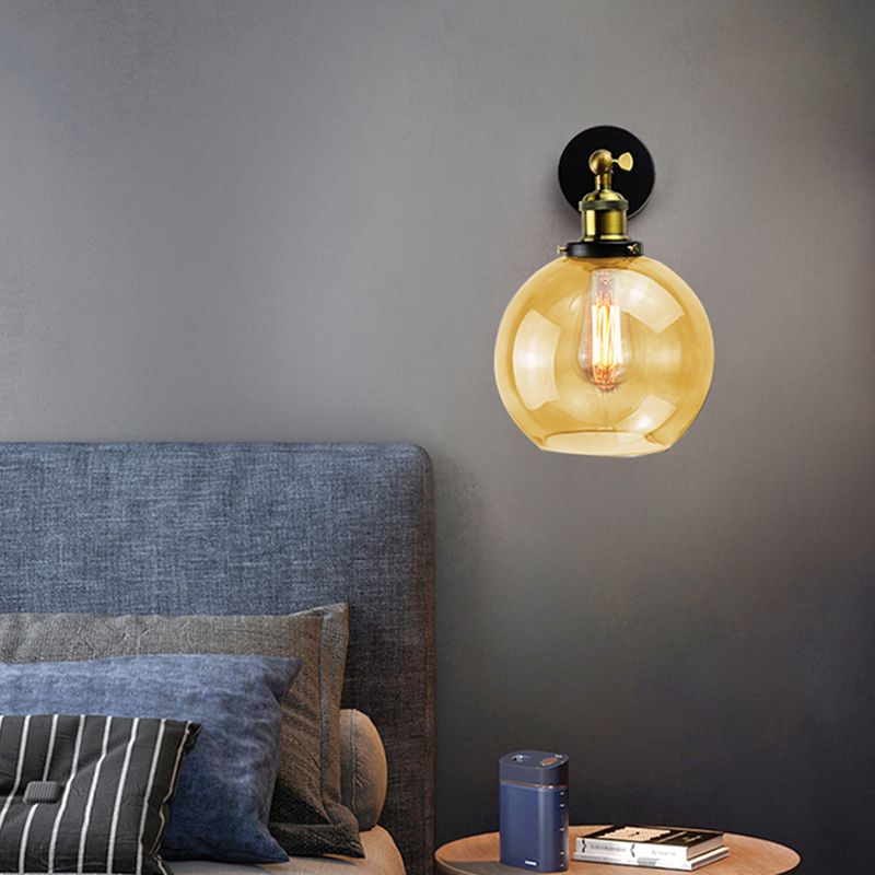 Geometric Shade Wall Lighting Modern Simple Style Glass 1 Light Sconce Light in Amber