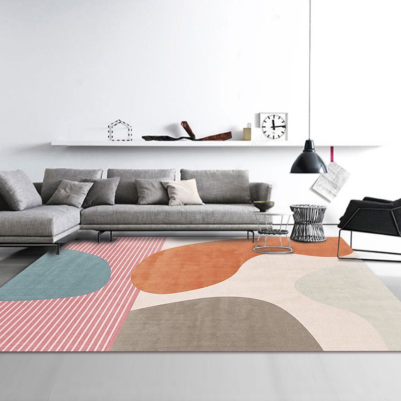Pink Nordic Carpet Polyester Color Piece Carpet Washable Rug for Drawing Room