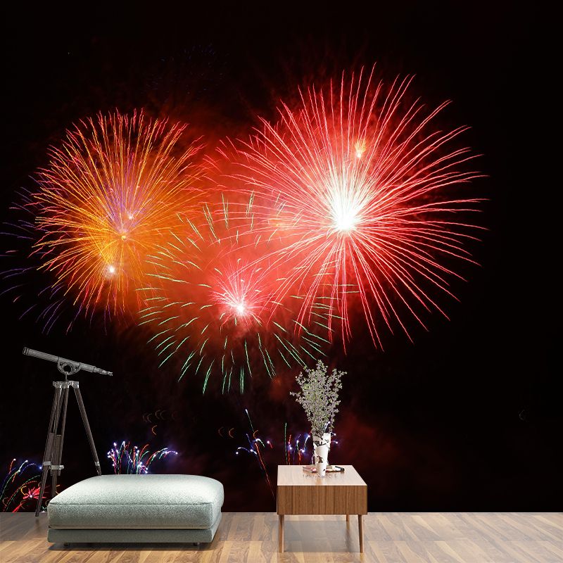 Contemporary Photography Gorgeous Fireworks Murals Wallpaper Moisture Resistant