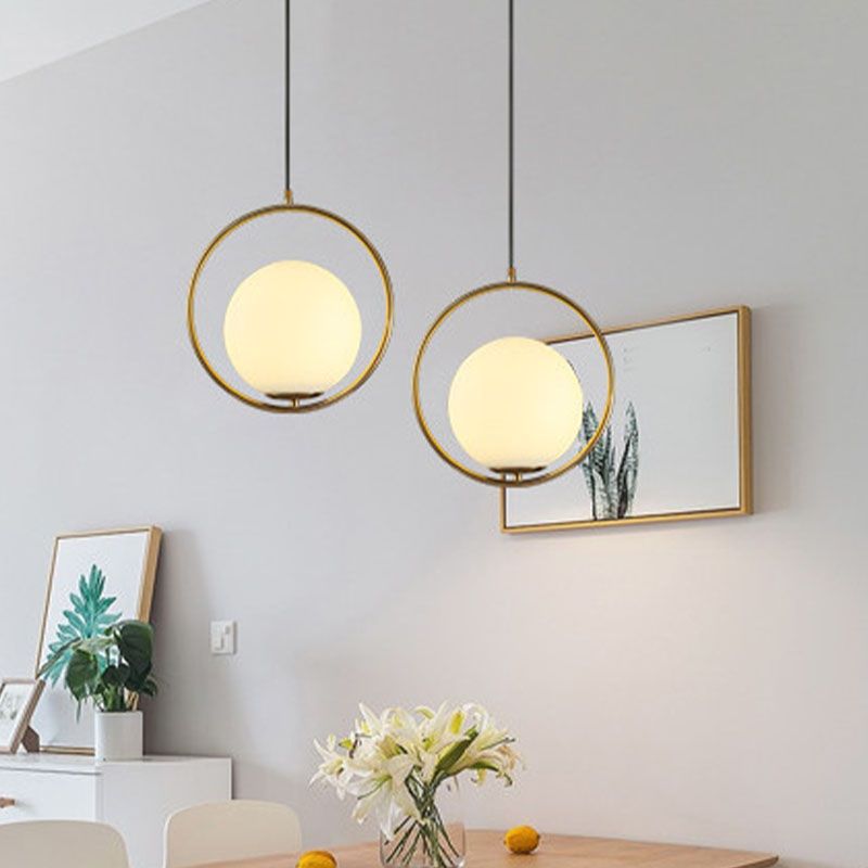 Weißes Glas Deckenleuchte Ding Room Schlafzimmer Ein leichtes modernes hängendes Licht