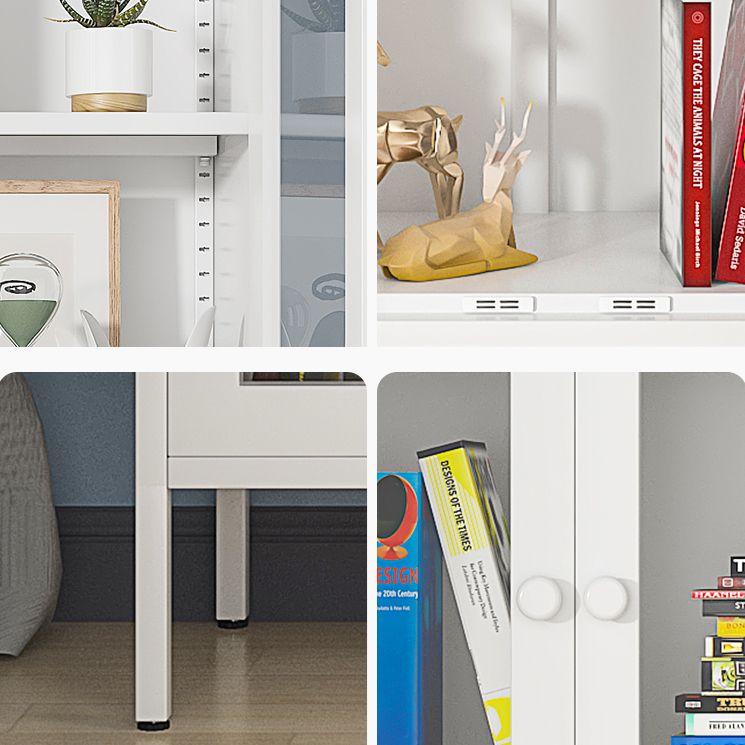 66.93"H Bookshelf Scandinavian Style Bookcase for Study Room with Door