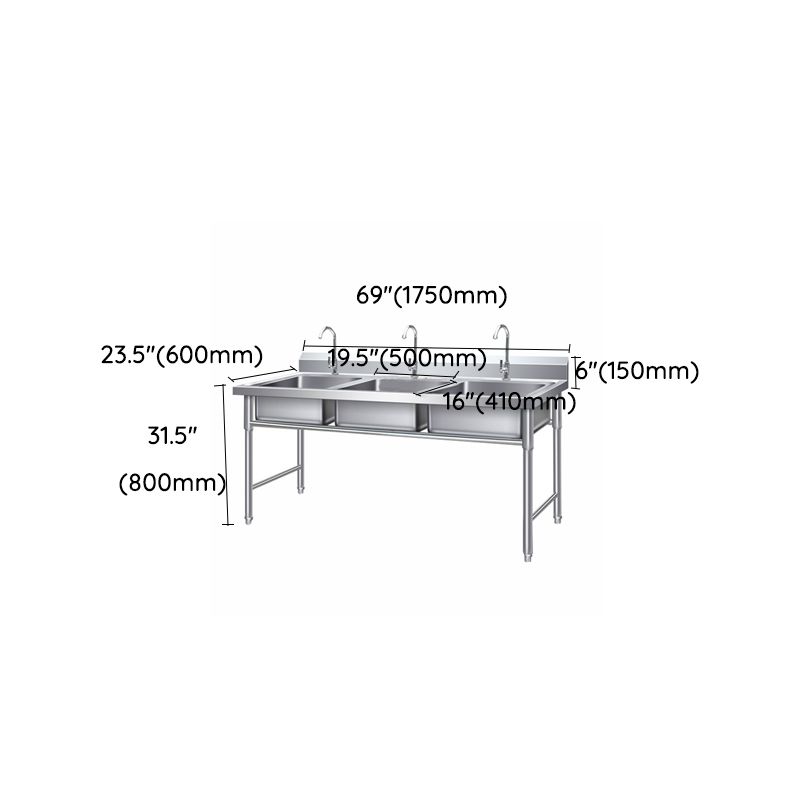 Modern Style Stainless Steel Sink with Strainer Drop-In Kitchen Sink