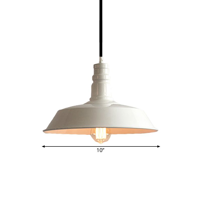 Tavolo da pranzo fienile lampada appesa alla lampada vintage metallo elegante 1 lampada bianca a soffitto bianco, diametro da 10 "/14"