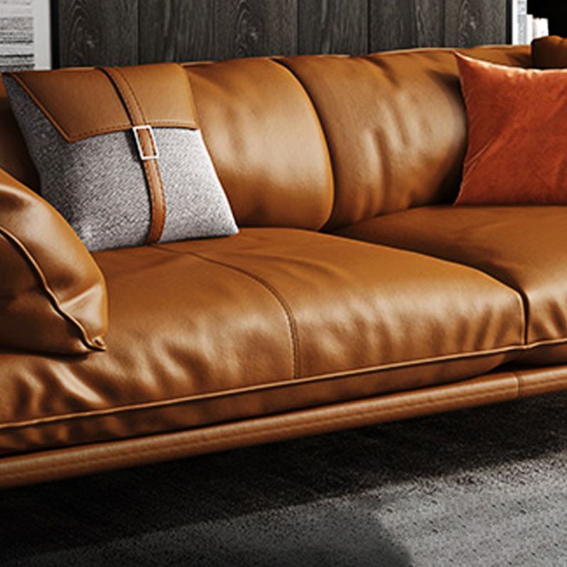 Scandinavian Orange Pillow Top Arm Sofa/Sectionals with Cushions Metal Legs