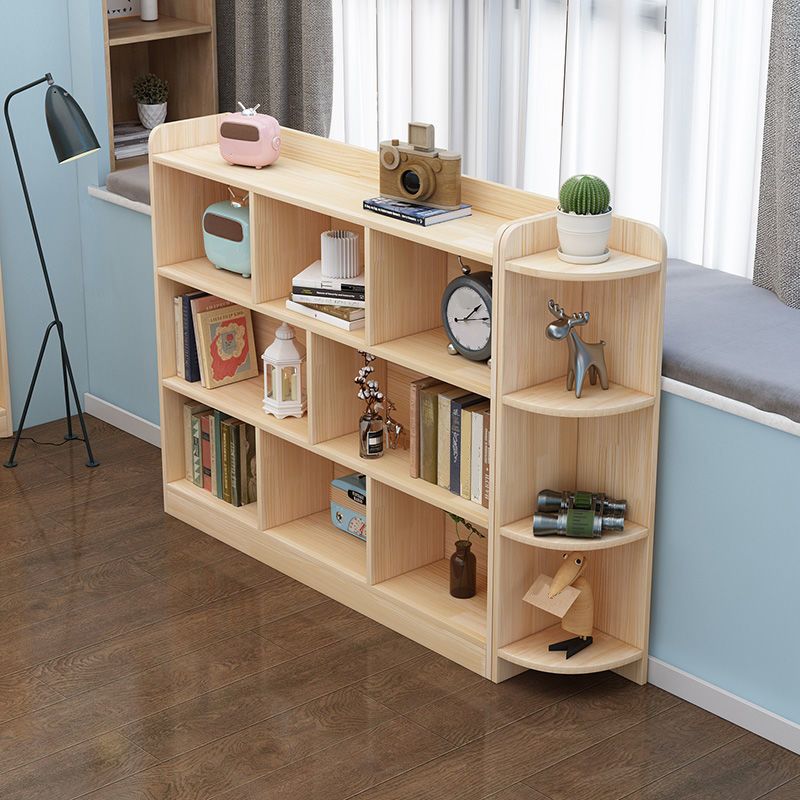 Modern Brown Shelf Bookcase Closed Back Wooden Book Shelf for Study Room