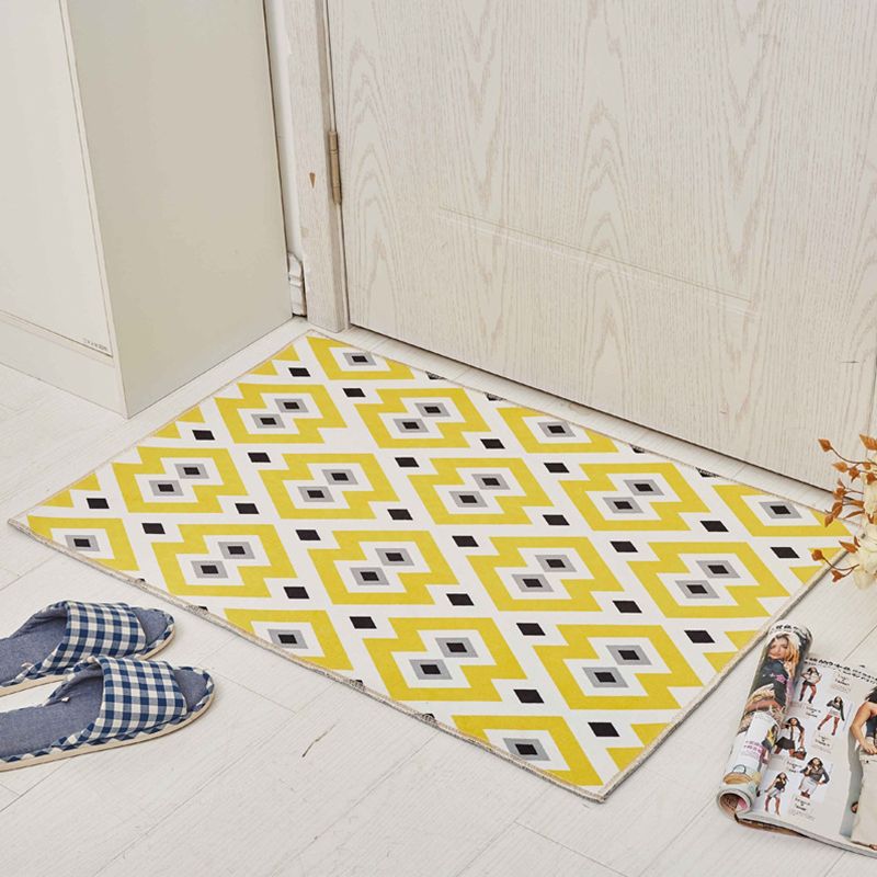 Minimalistic 3D Geometric Rug Multicolor Polyester Area Carpet Pet Friendly Non-Slip Backing Washable Rug for Living Room