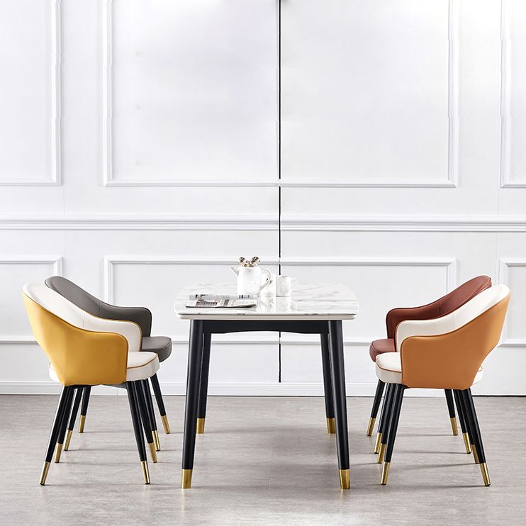 Sillas de comedor de estilo nórdico, sillas laterales con brazos y patas de metal para cocina