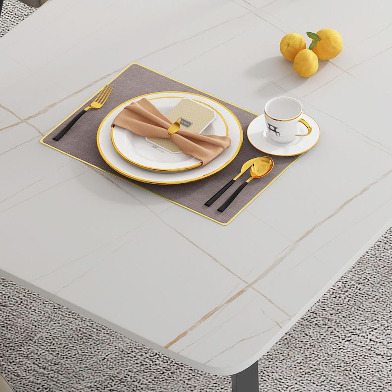 Modern Rectangle Dining Table Sintered Stone Dining Table with Double Pedestal