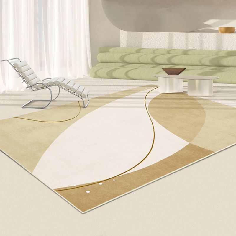 Creative Abstract Color Block Rug White Tone Polyester Area Carpet Washable Rug for Living Room