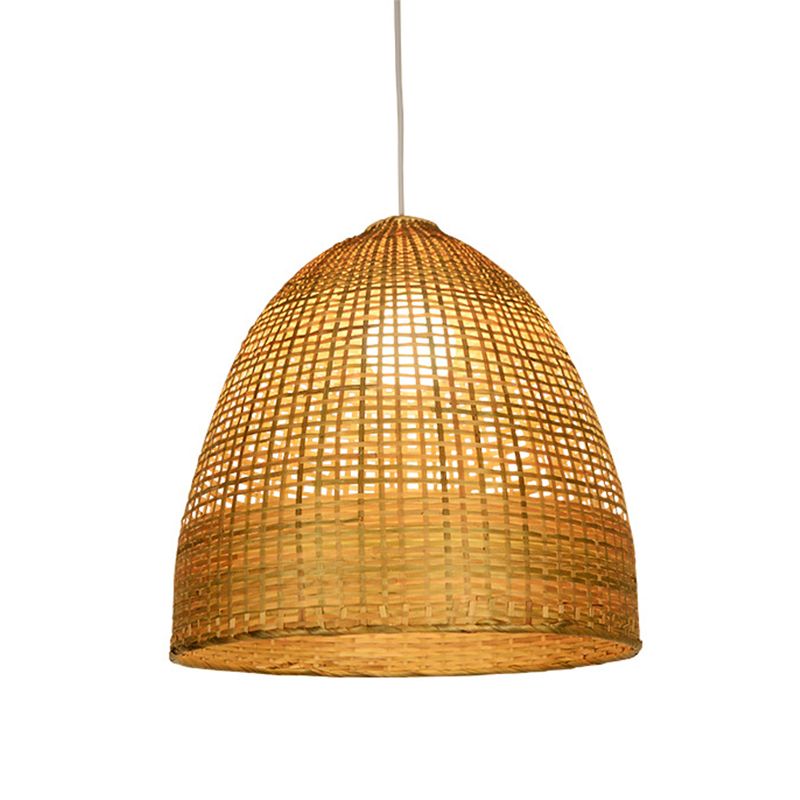 Lámpara de techo con forma de beige moderna 1 iluminación de bambú de bambú iluminación