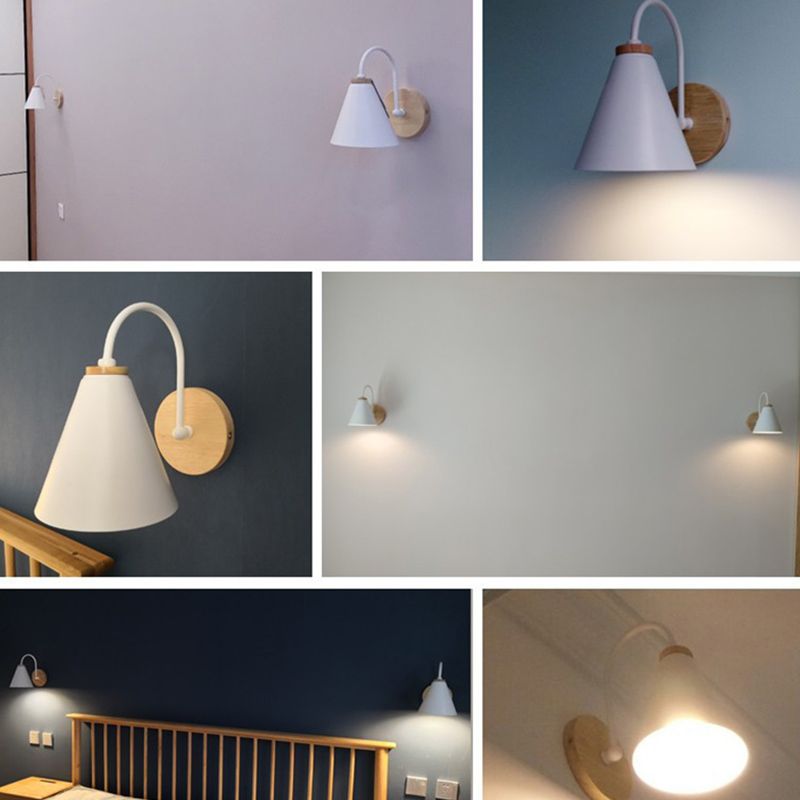 Contemporary Cone Wall Mounted Lighting Wood Wall Mount Lamp for Living Room