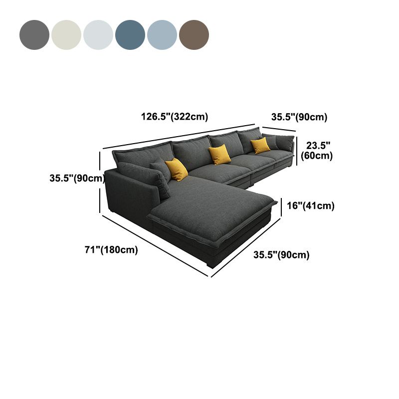 Contemporary Fabric Sofa & Chaise with Pillows for Living Room