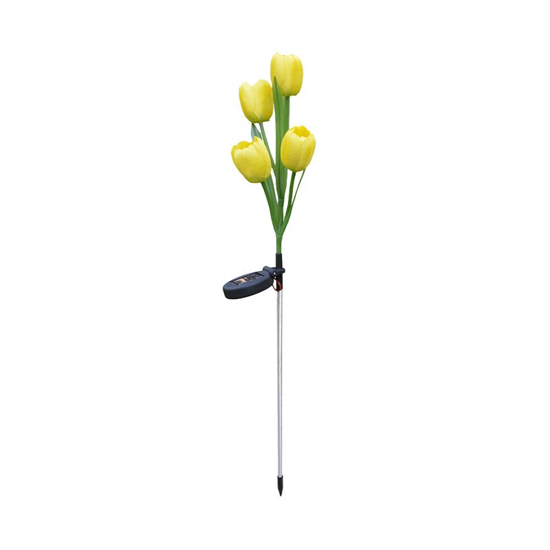 Tulip Solar LED Path Light Modernism Fabric 4 Heads Yellow/White/Yellow and White Ground Lighting for Outdoor Garden