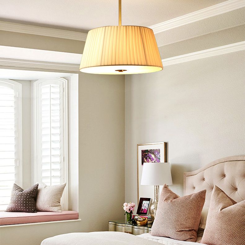 Tapered Semi Flush Mount Light Fabric Traditional Flush Mount Ceiling Light Fixtures for Living Room