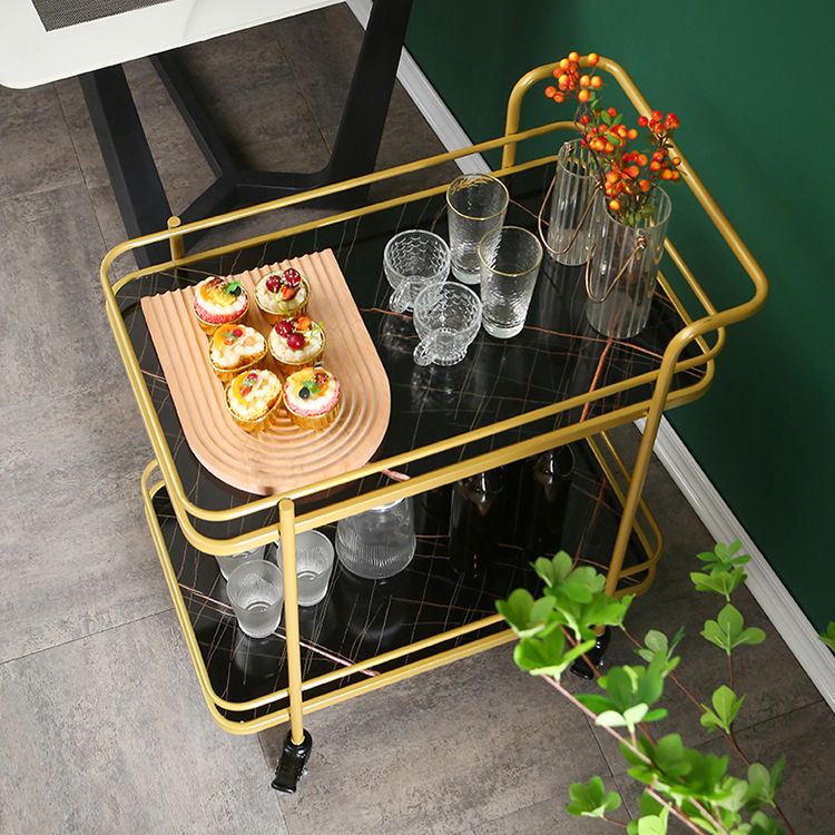 Modern 31.5"H Rolling Prep Table Metal Rectangular Prep Table for Home Use