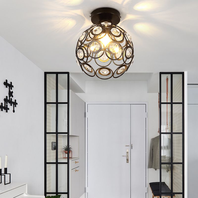Crystal Global Flush Mount Light Modern 1 Head Ceiling Flush Light for Aisle
