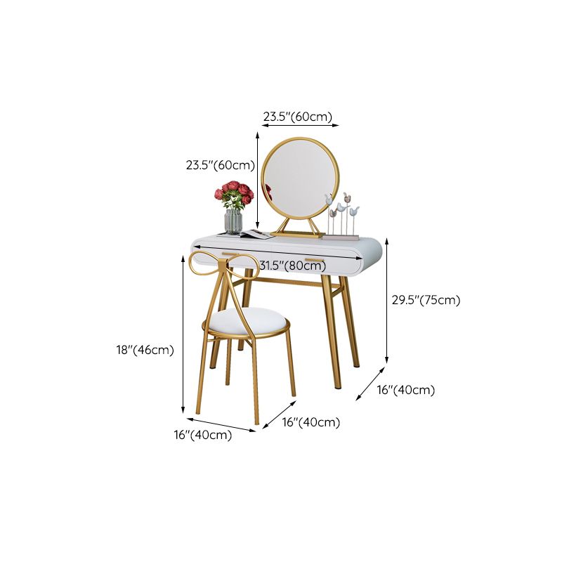White Gold Makeup Counter with Drawer Glam Vanity Tables, 15.74" Wide