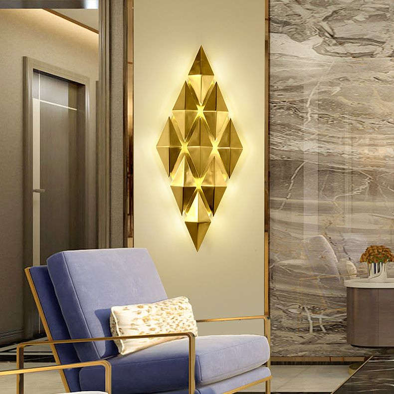 Gold Rhombische Wandleuchten in moderner Luxusstil -Elektroplatte Metallwandlampe