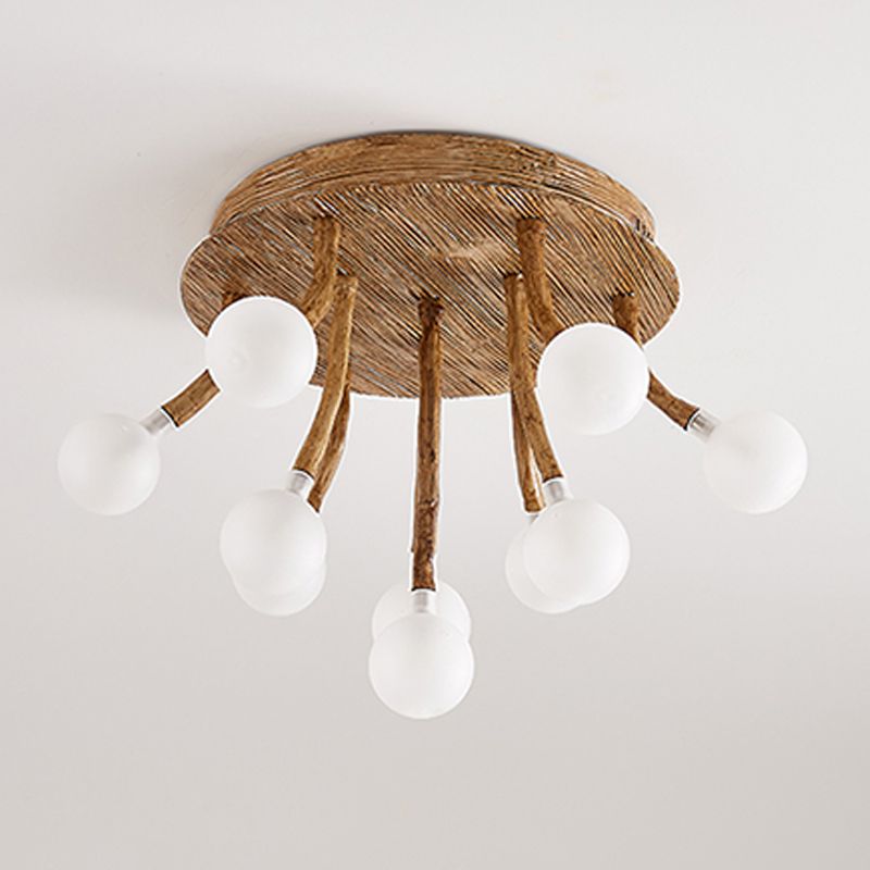 Luminaire encastré contemporain à bulles en bois, plafonnier encastré en marron