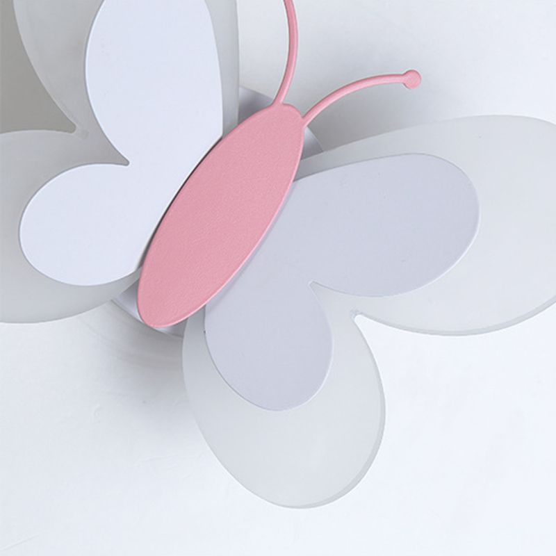Metal Butterfly Shape Wall Light Kid Style 2 Lights Wall Light Sconce