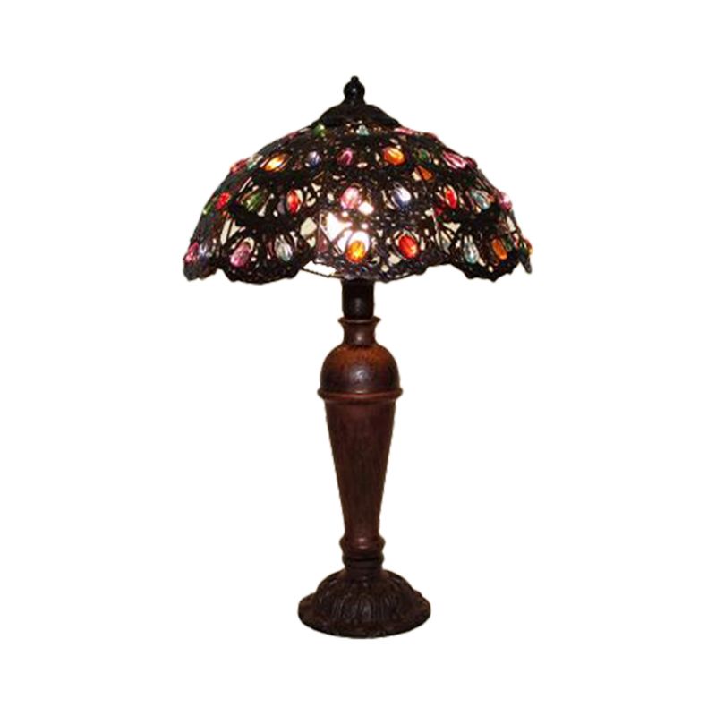 1 lampadina da tavolo da notte art deco cupola lampada da comodino in rosso in rosso/giallo/verde per soggiorno