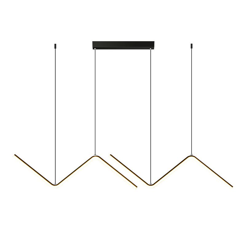 Modern 2-Light Black/Golden Ceiling Light Metal Kitchen Island Lighting for Dining Room