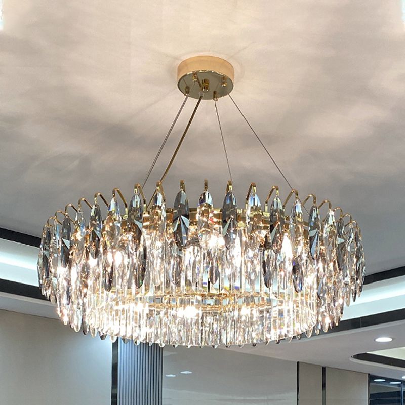 Luci del lampadario a forma di geometria in stile contemporaneo 6 luci appese al cristallo chiaro