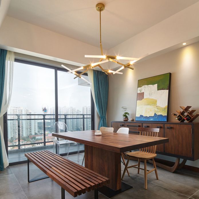 Acrylic LED Chandelier Modern Suspension Light in Gold for Living Room Dinning Room