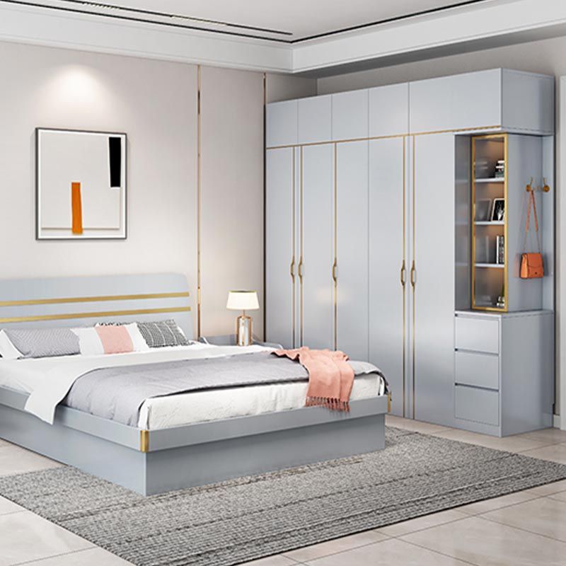 Contemporary Style Wood Wardrobe White Colour Soft Close Drawer Wardrobe Closet