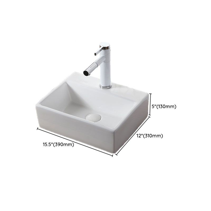 Modern Vessel Bathroom Sink Rectangular Porcelain Drain Vessel Sink(Not Included Faucet)