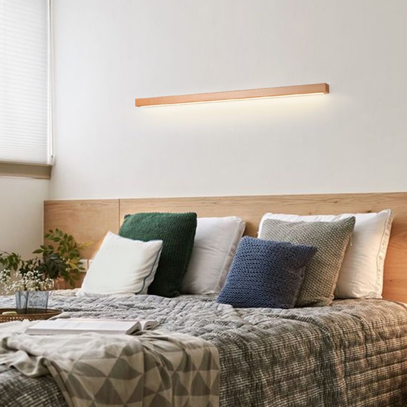 Houten lineaire wand gemonteerd verlichtingsarmatuur moderne minimalistische stijl wandlichtwagentjes voor slaapkamer