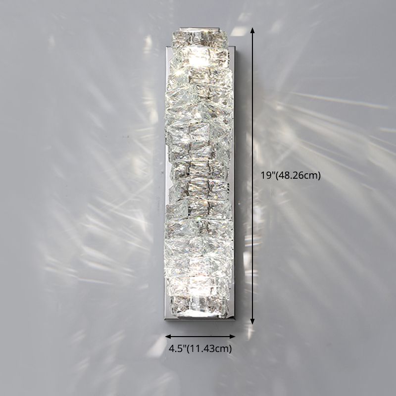 Lámpara de pared de acero inoxidable de pared LED rectangular moderna de lujo con sombra de cristal