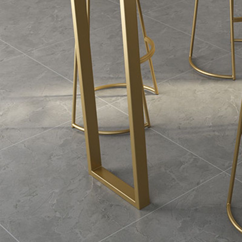 Glam Style Rectangle Bar Table Faux Marble Bar Height Table with Sled Base