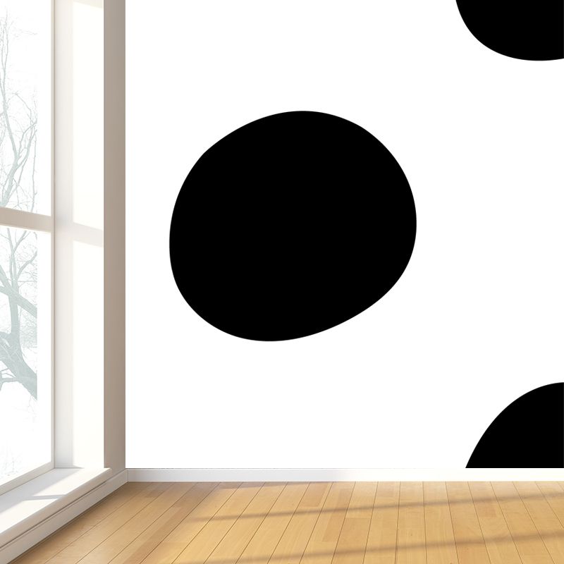 Huge Illustration Modern Wallpaper Mural with Geometrical Pattern in Black and White