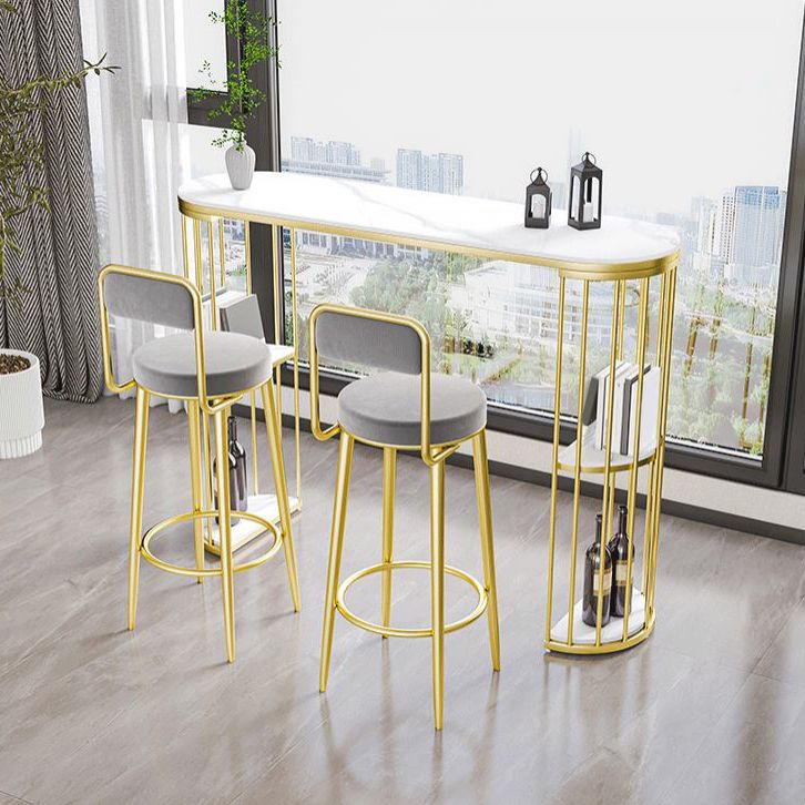 Modern Style Bar Table Oval Stone Storage Bar Table for Living Room