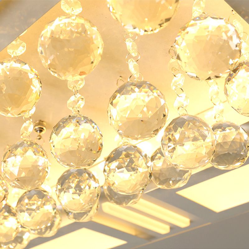 20.5"/35.5" Wide Crystal Square/Rectangle Flush Lamp Simple LED Ceiling Mounted Fixture in Warm/White Light