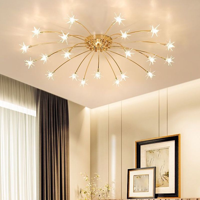 Modern Simple Star Shape Ceiling Light with Glass Shade for Living Room