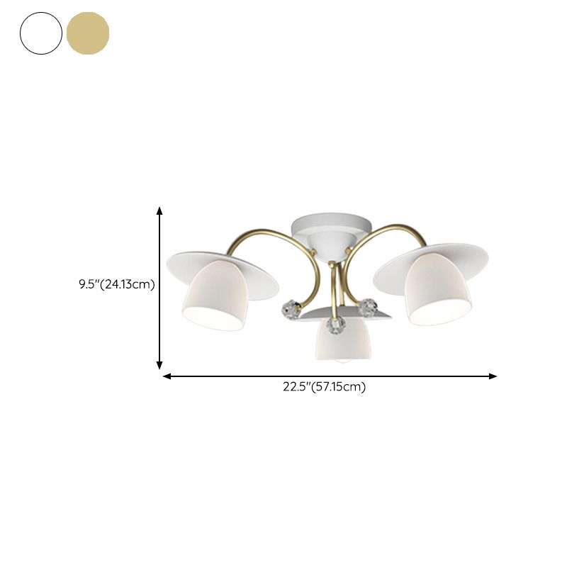 Modern Metal Flush Mount Cone Shape Ceiling Light with Glass Shade for Living Room
