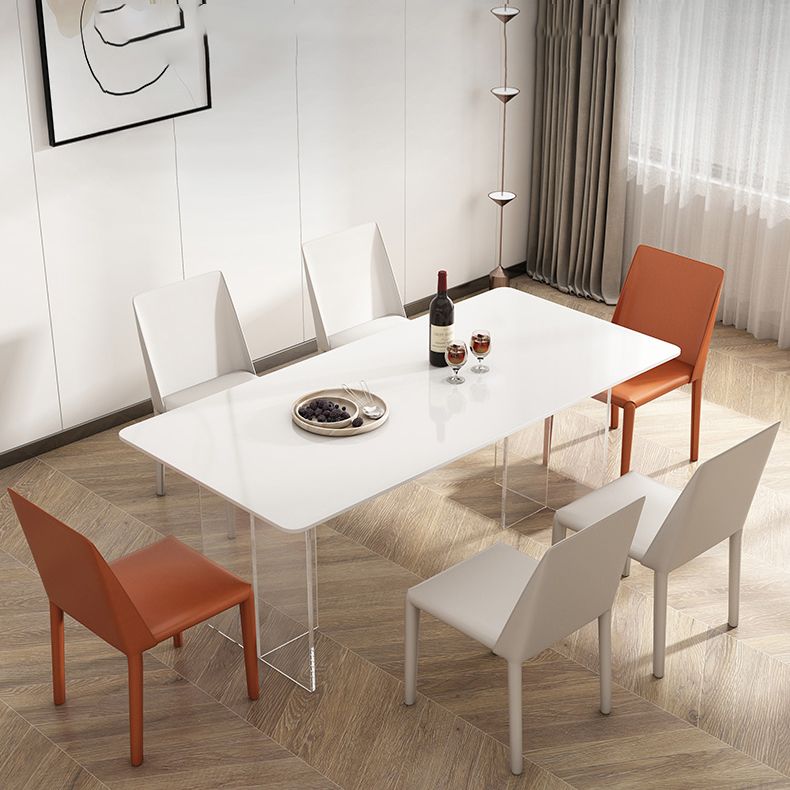Modern Dining Table Set 1/4/5/7 Pcs Sintered Stone Top Dining Table with Armless Chairs