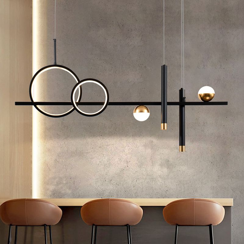 Linear LED Island Lighting in Contemporary Metal 6-Light Pendant Lights for Kitchen
