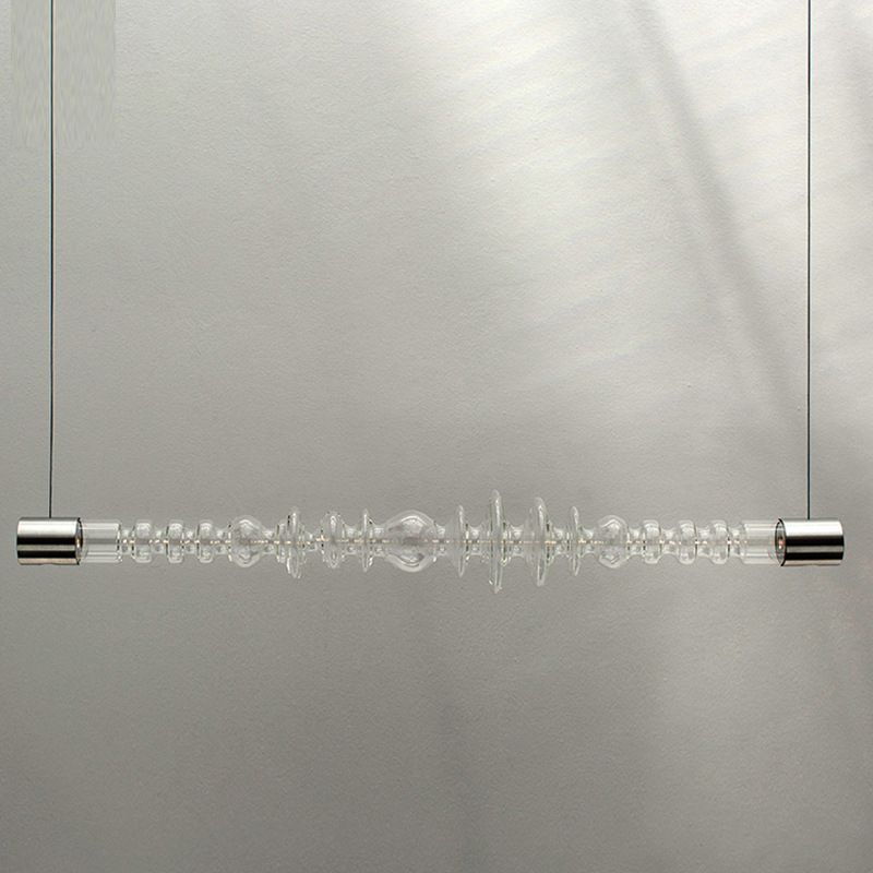 Modern LED Metal Ceiling Light Linear Shape Island Light with Glass Shade for Living Room