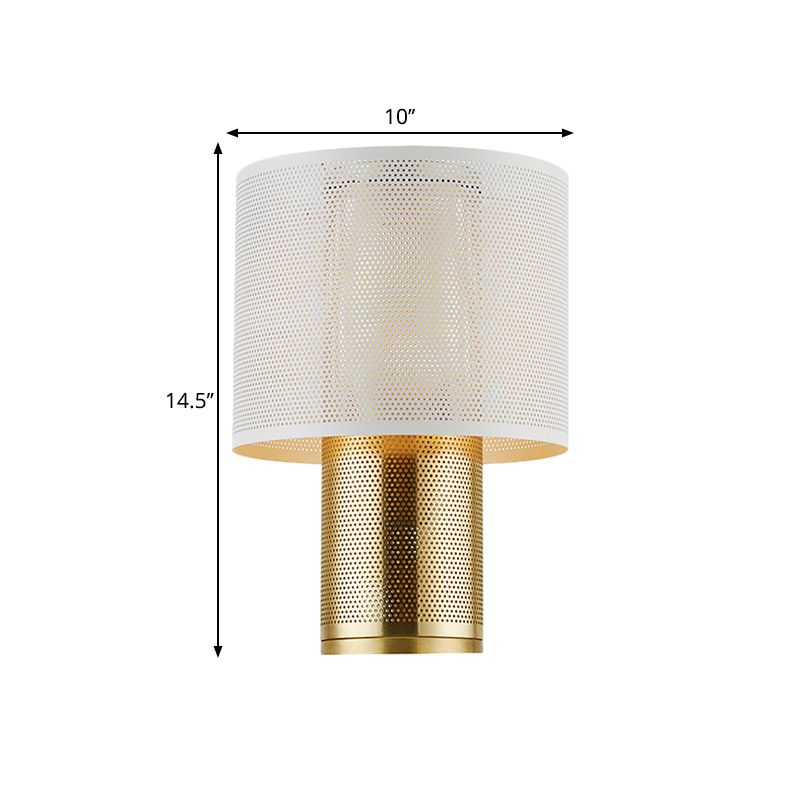 Simplicidad Dual Cilindro Mesa de noche Light Metal 1 Bulbo Lámpara de noche de noche en negro/blanco