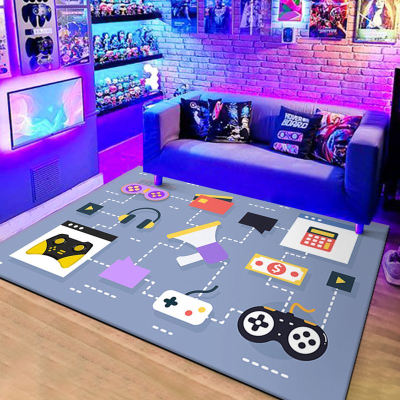 Calming Game Controller Print Rug Polyester Carpet Stain Resistant Area Rug for Living Room