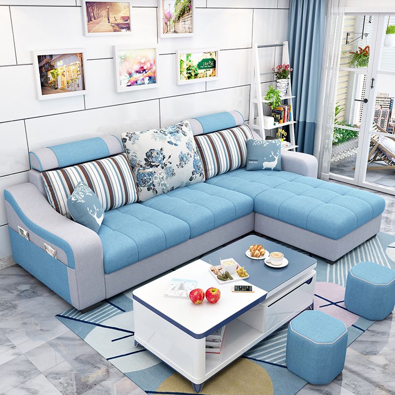 Sloped Arms Sectionals 106.3"D x 57"W High Back Sofa with Storage