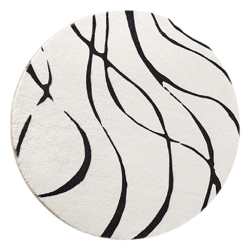 Artistic Round Carpet Modern Washable Indoor Rug Polyster Anti-Slip Area Carpet for Living Room