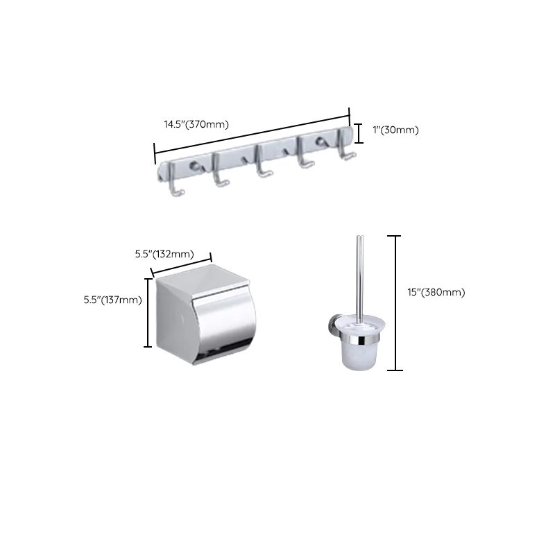 Contemporary Bathroom Accessories Hardware Set in Silver with Towel Bar